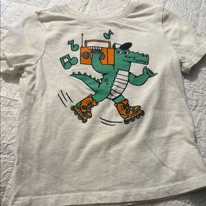 Old Navy Cream and Green Short Sleeve Tee with Whimsical Graphic